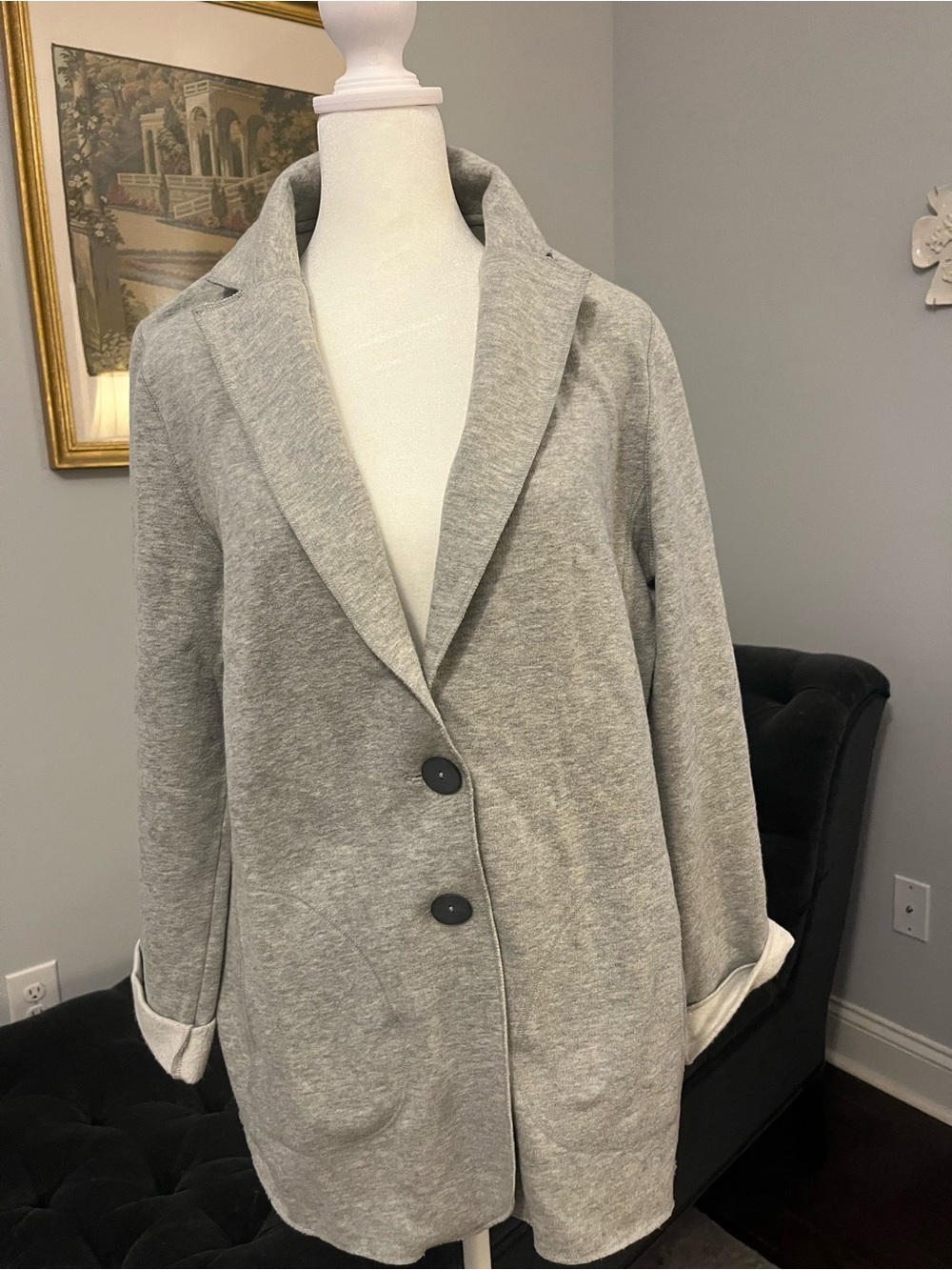 J. Jill Light Gray Knit Blazer Jacket